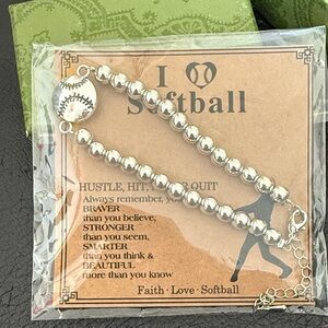 Silver Softball Bracelet